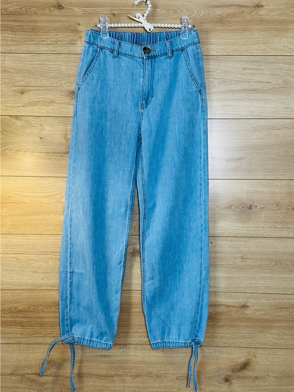 Zara Light Blue Relaxed Denim Jogger Jeans